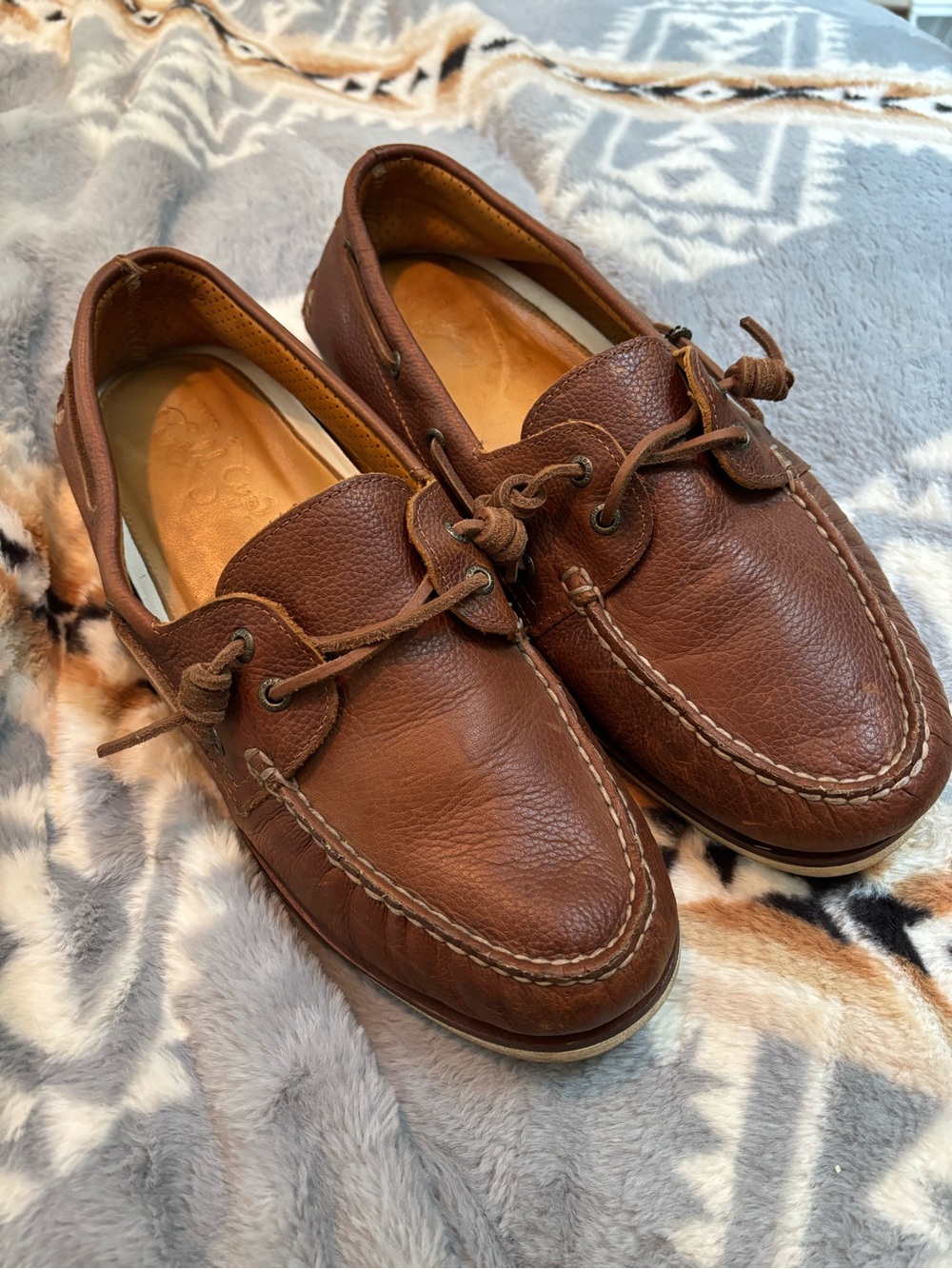 Sperry top sider Brown Leather Moc Toe Boat Shoes 13w slides slip on